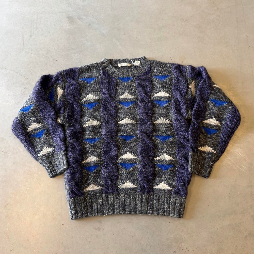Vintage 90s gray purple pullover wool pattern sweater